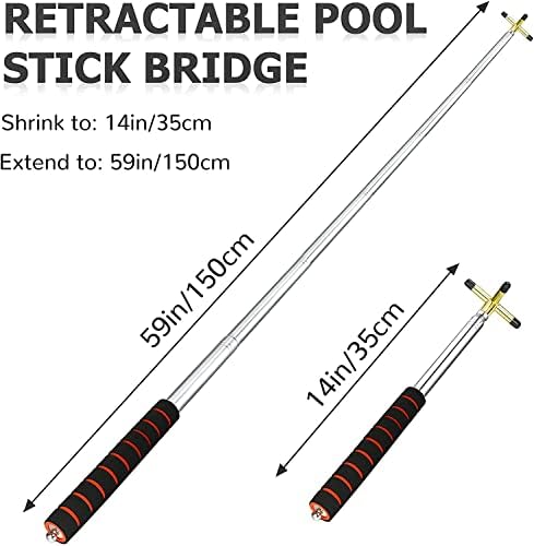 Повторувачки билијард знак на мост со отстранлив месинг мост глава, се протега до 32,5 см - 150 см, преносна шипка, за додатоци