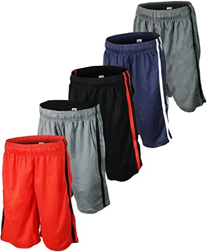 Бруклин вертикални момчиња 5-пакувања Атлетски мрежни кошаркарски шорцеви со џебови | Големини од 2 до 14/16