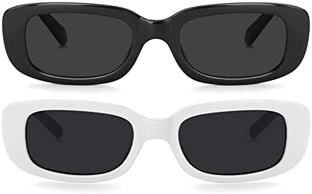 Teumire Ретро Правоаголник Очила За Сонце За Жени Мажи Мали Квадратни Рамки Очила За Сонце 2 Пакување