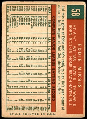 1959 Топпс 58 Еди Миксис Синсинати црвени Дин картички 2 - Добри црвени