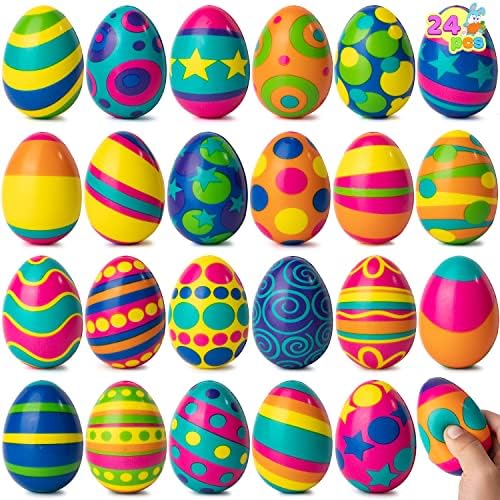 Oyоин 24 парчиња шарени и незгодни јајца за лов на велигденски јајца, бавно зголемување на стресот, супер меко стискање Велигденски јајца, велигденски