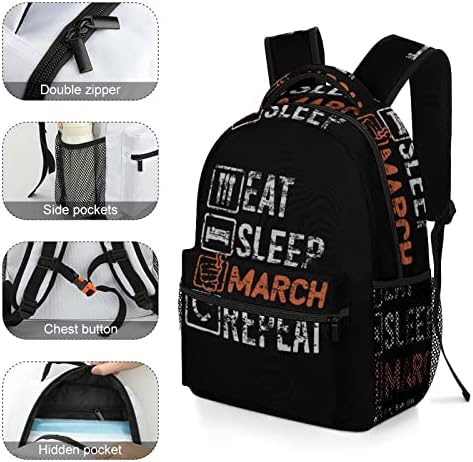Јадете спиење март Повторувајте ранец за патувања мода рамо торба мала тежина мулти-џеб дневен пакет за училишна студија работа шопинг