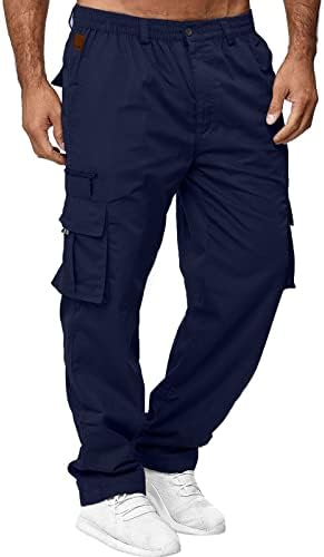 Менс карго панталони, 2023 летни мажи Алатка со цврста боја лабава лабава вклопување на половината џогер, пантолони со џебови со џебови