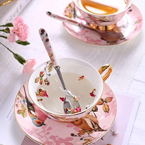 Wjccy розова птица коска кафе сет порцелански чај керамички сад шеќер сад крема за чајно млеко за чај чаша чаша сет