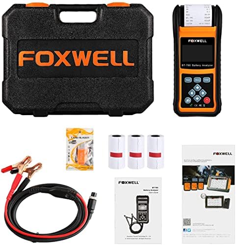 Тестер за оптоварување на батеријата Foxwell за 6V 12V 24V Cranking и полнење алатка за тестирање на системот за стартување BT780 Auto Batteries Analyzer со вграден термички печатач