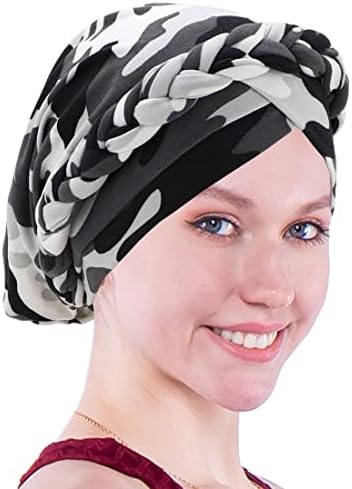 Coolwife Хемо карцином турбани капа, испреплетена плетенка за коса, обвивка за опаѓање на косата, капачиња за глава на глава