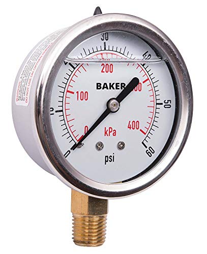 Мерач на притисок на Бејкер AVNC-60P, 0 до 60 psi