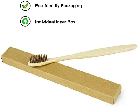 Hiweeco Bamboo четки за заби меки влакната, четки за заби од јаглен за возрасни биоразградливи природни четки за заби 10 пакувања
