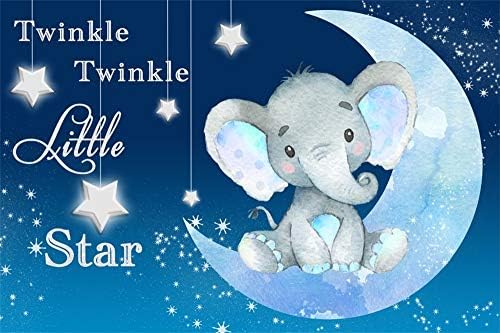 AOFOTO TWINKE TWINKE LILTLE Star Backdrop Blue 6x4ft Бебе Слонот што седи на Месечината сонуван бебешки туш фото штанд Деца новороденче