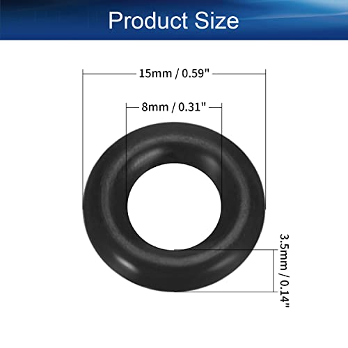 Bettomshin 5Pcs Fluorine Rubber O-Rings, 0.59x0.31x0.14 Black Metric FKM Sealing Gasket for Replacement Machinery Plumbing and