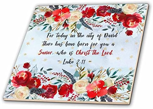 3дроза Празнични цвеќиња, библиски цитат за раѓањето На Христос на сини Плочки