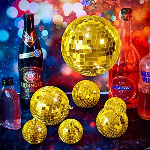 12 пакувања на топката со огледало на топката со висечки прстен за забавен ретро диско -партиски украси за забави за забави DJ