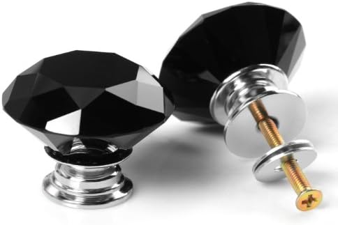 Revesun 4PCS/лот Кристално стакло врата на вратите Кабинетот влече рачки за шкафови Копчиња за фиоки гардероба Дома хардверски дијамант во облик на црн дијаметар 30мм