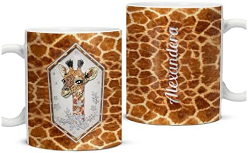 Winorax Персонализирана жирафа керамика 11oz 15oz кафе чаша чаша жирафа накит за цртање чаши чаши целосни печатени прилагодени подароци за жени