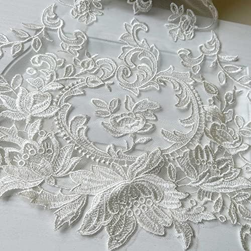 Оф-бел цвет Апликација фино везено шиење чипка за шиење на чипка, мотиви за чипка за невестински фустан