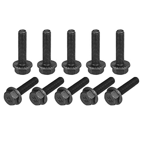 uxcell M6x25mm Hex Srrated Flange Bolts 10,9 Steport Carbone Steel Stegles 15 парчиња