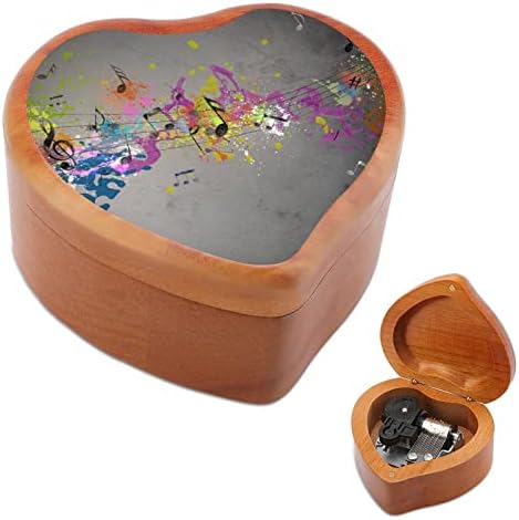Музички гранџ со спреј дрвена музичка кутија со форма на срцев облик на ветровито музичко кутија гроздобер дрвена часовна музичка кутија подароци