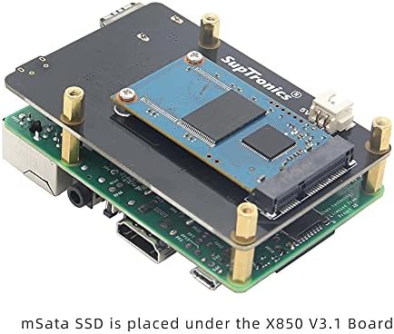 Geekworm x850 v3.1 MSATA SSD за проширување на таблата за складирање USB3.0 мобилен модул за хард диск компатибилен со Raspberry