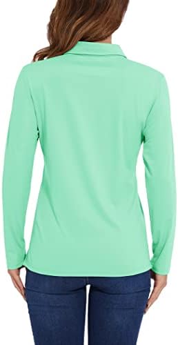 Крисилли женски долги ракави Поло голф кошули Обични спортови Вклучете ја маицата со јака