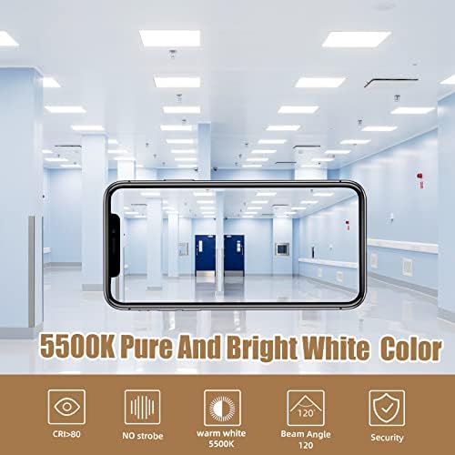 LIFGRIGHT 4PCS 2X2 LED панел, 2x2 LED FOLL таванот за светло на таванот, 5500K Daylight White, 45W, 5800LM, 0-10V Dimmable, вдлабнато задно