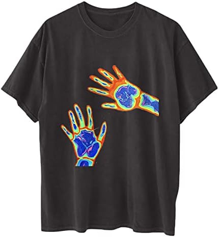 Кошули за Ноќта на вештерките за жени Духови маички за печатење на лице гроздобер графички маички со кратки ракави преголеми врвови на