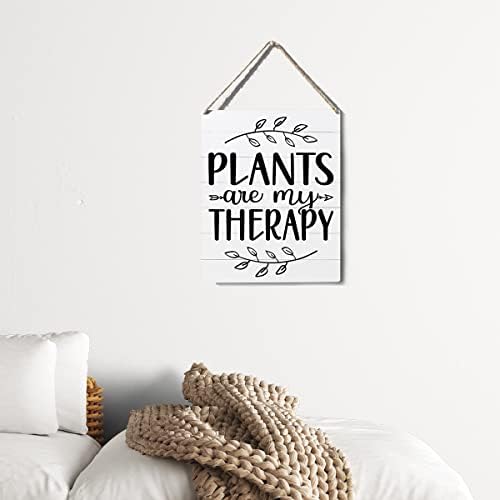 Смешни растенија за знаци на фарма се моја терапија дрвена знак плакета wallид што виси постери уметнички дела 10 ”x8” рустикален домашен трем