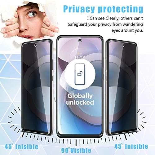 Anbel Design Anbzsign [2 пакет] Motorola One 5G Ace | 2021 | / Moto G 5G / Moto One 5G UW ACE заштитник на екранот за приватност, анти-шпион