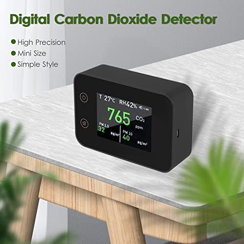 Quesheng LCD Digital Digital Carbon Dioxide Detector C02 Tester Analyzer за квалитет на воздухот PM2.5 PM10 Мерач на влажност на