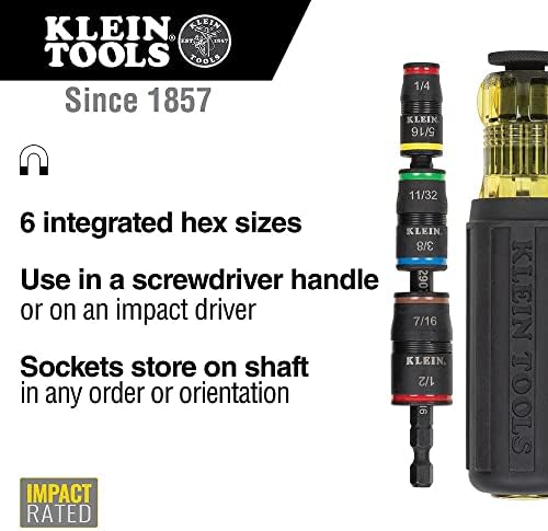 Klein Tools 80083 Комплет за возач на удар со 7-во-1 удар со приклучок за флип и мулти-битна прилагодлива должина на шрафцигер и 32305