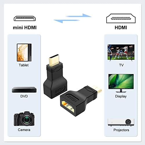 J&засилувач; D Мини HDMI Адаптер, Позлатени HDMI Женски На Мини HDMI Машки Адаптер Компатибилен Со Дигитална Камера Камера Таблет