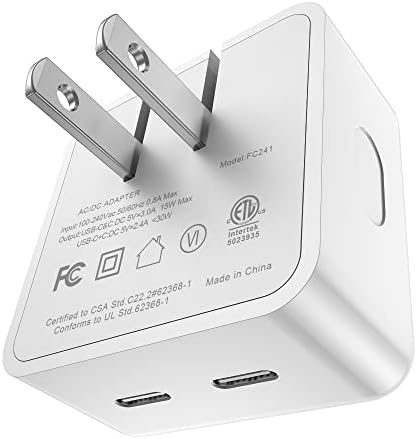 [Apple MFI Сертифициран] Брз Двоен USB C Телефон Полнач Блок со2* 6ft C До Молња Кабел, Брз Полнач за iPhone14/14 плус/13/12/11/про / про