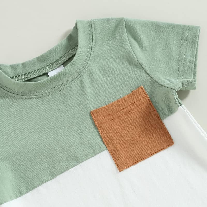 Yingisfitm дете бебе момче облека за облека со кратки ракави маички врвни момчиња шорцеви со џеб симпатична летна облека 2 парчиња сет