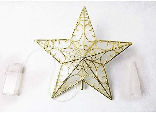 Гао хуи 9инч Пластична Елка Топер Ѕвезда СО ПРЕДВОДЕНА Светлина ЗА Украс На Новогодишна Елка
