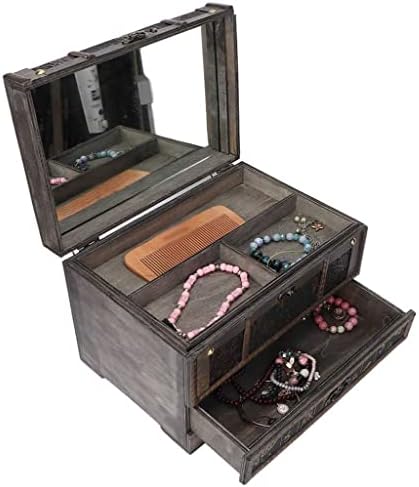 Кутии Гроздобер Кутија За Складирање Накит Дрвена Шминка Елегантна За Облекување Маса Патување Складирање