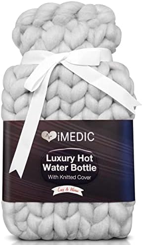 Imedic Premium плетена шише со топла вода 2L - Големо шише со топла вода со покривка Велика Британија - торба со топла вода - шише