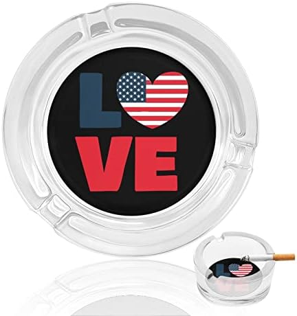 L Love America US FLAG SLAGE SHEATS SHEATE ASHTRAY Цигари Цигар Тркалезни држачи за подлога за пепел за затворено на отворено