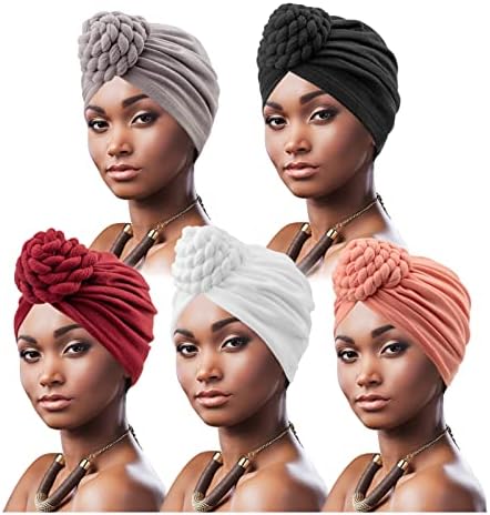 Dreshow Women Turban претходно врзана изопачена плетенка за прегратка за коса, капачиња за африкански гравчиња за црни жени, капа