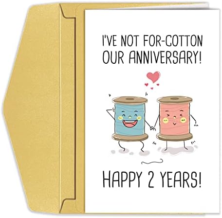 Втора картичка за втора годишнина од Гороар, втора картичка за годишнина од свадбата, картичка за годишнина од памук за сопругата,