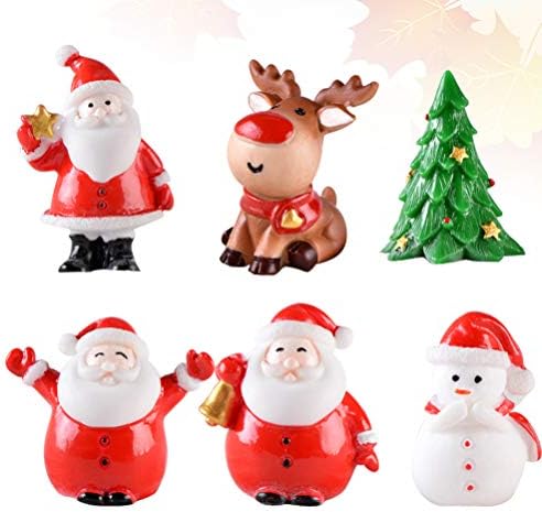 Toyandona 12pcs Божиќни минијатурни фигурини смола мини санта ирваси дрво самовила градина фигурини куклички украси Божиќни забави