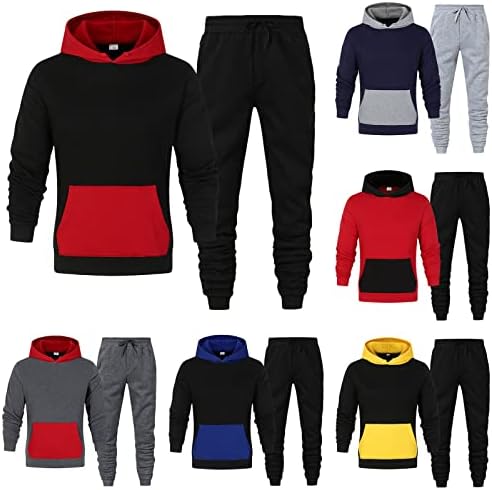 Патеки за костуми за мажи, Mens 2 Piects Tracksuits Hooded Atherticive Sweysuits Casual Pulverover Suting Suit Suit.