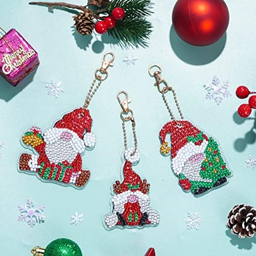 12pack Божиќно дијамантско сликарство за сликање на клучеви DIY дијамантски комплети за сликарство за деца и возрасни почетници Дедо Мраз со
