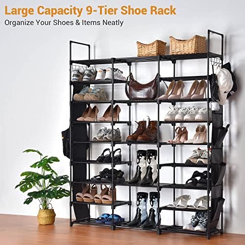 Даском 9 нивоа 42 пара организатор за складирање на решетки за чевли со чекан и ракавици за чевли за чевли за заштеда на простор за заштеда