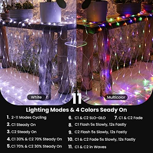 11,5ft x 5ft Промена на божиќни светла за божиште, 360 LED грмушки мрежни светла со далечински управувачи, 11 режими Боја што се менуваат