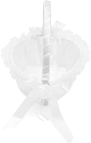 Кошница За Девојчиња Со бел Цвет За Свадби, Цвеќиња, Дизајн На Срце И Лак