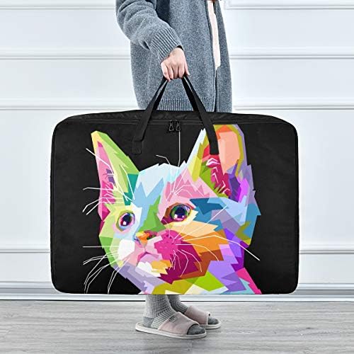 Торба за складирање на облека од емеливор подложена на ватенка - голем капацитет шарени организатори на мачки торба со патенти за складирање