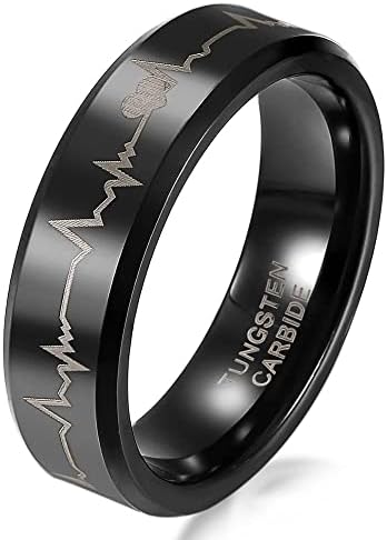 Votron 8mm црни карбидни прстени со чукање на срцето во форма за мажи со голема количина на свадбени бендови со големина 5-16-82539