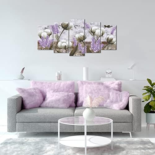 Lyerartork памук цвет платно wallидна уметност рустикална виолетова цветна слика wallид декор гроздобер земја цветни печати за сликање