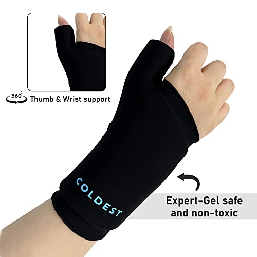 Слачен палецот на зглобот на палецот 360 - Прилагодлива заграда за поддршка на рацете и пакет за еднократно користење, топла ладна терапија