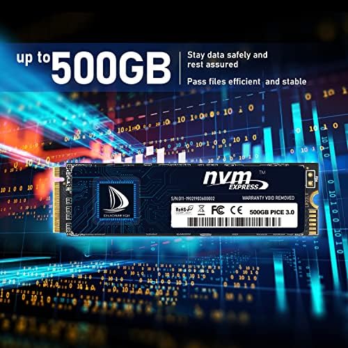 Duomeiqi 500gb NVME PCIE 3.0 M.2 2280 Внатрешен SSD со високи перформанси Солидна состојба на возење до 3400MB/s за компјутерски