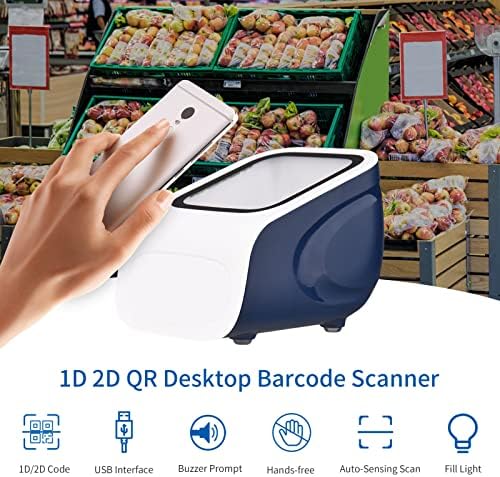 Tgoon Desktop Barcode Scanner, QR скенер ABS ефикасен ултра декодирање автоматски за плаќање на мобилни телефони